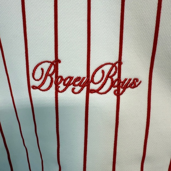 BOGEY BOYS PINSTRIPE CREWNECK - RED MENS SIZE MEDIUM - Picture 3 of 9